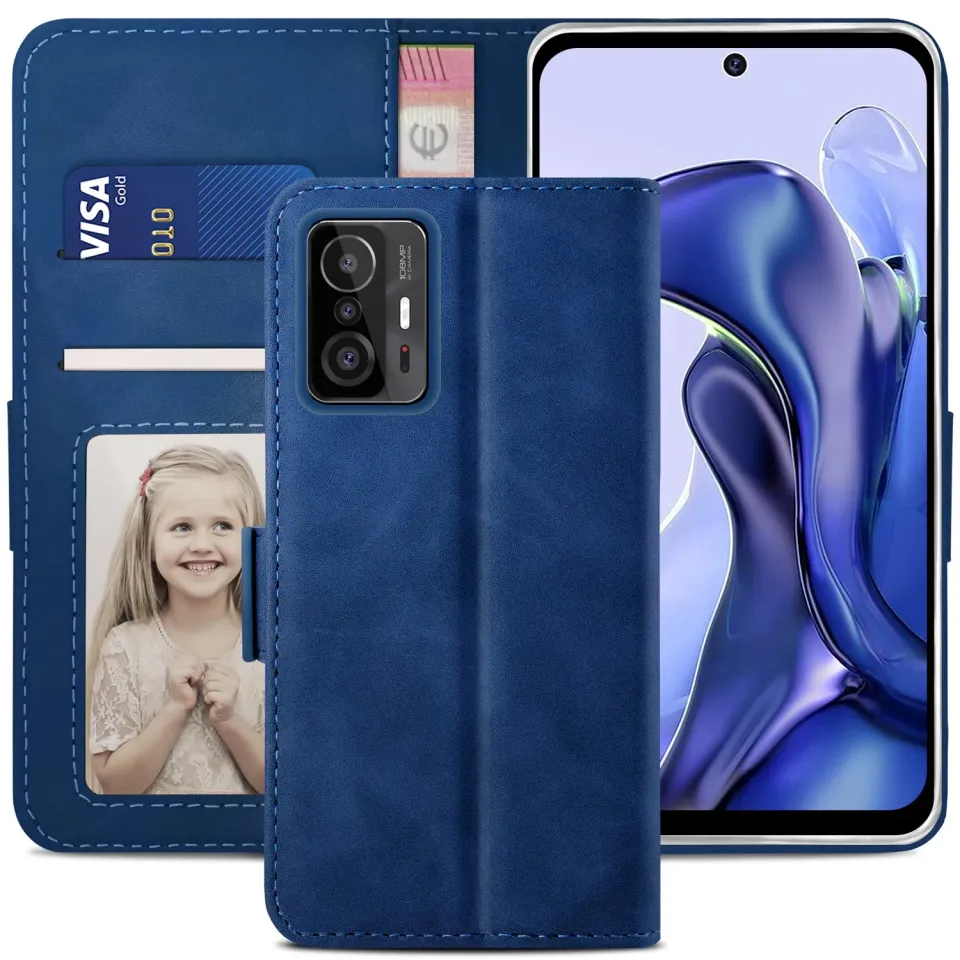 YATWIN Xiaomi 11T 11T Pro Klapphülle Blau RFID Leder
