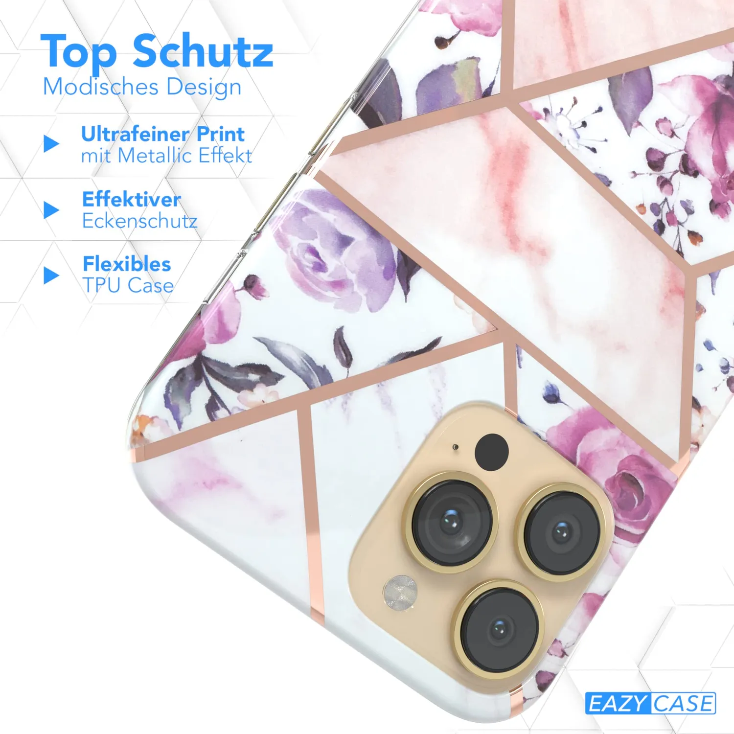 EAZY CASE Blume iPhone 13 Pro Max Silikonhülle Rosé Rosen