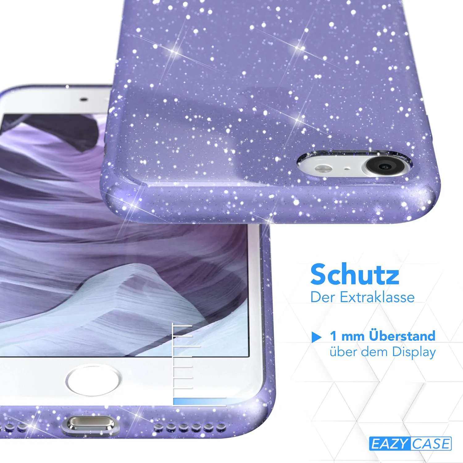 EAZY CASE iPhone SE Glitzerhülle Lila Transparent Glitter