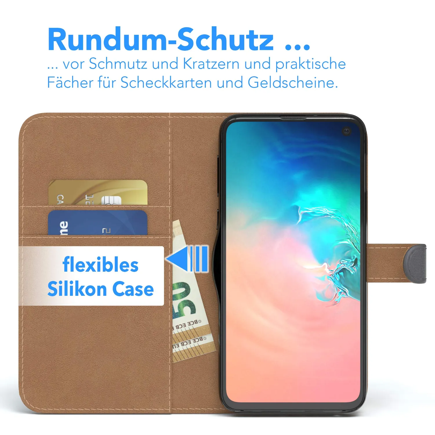 EAZY CASE Samsung Galaxy S10e Book Tasche Anthrazit
