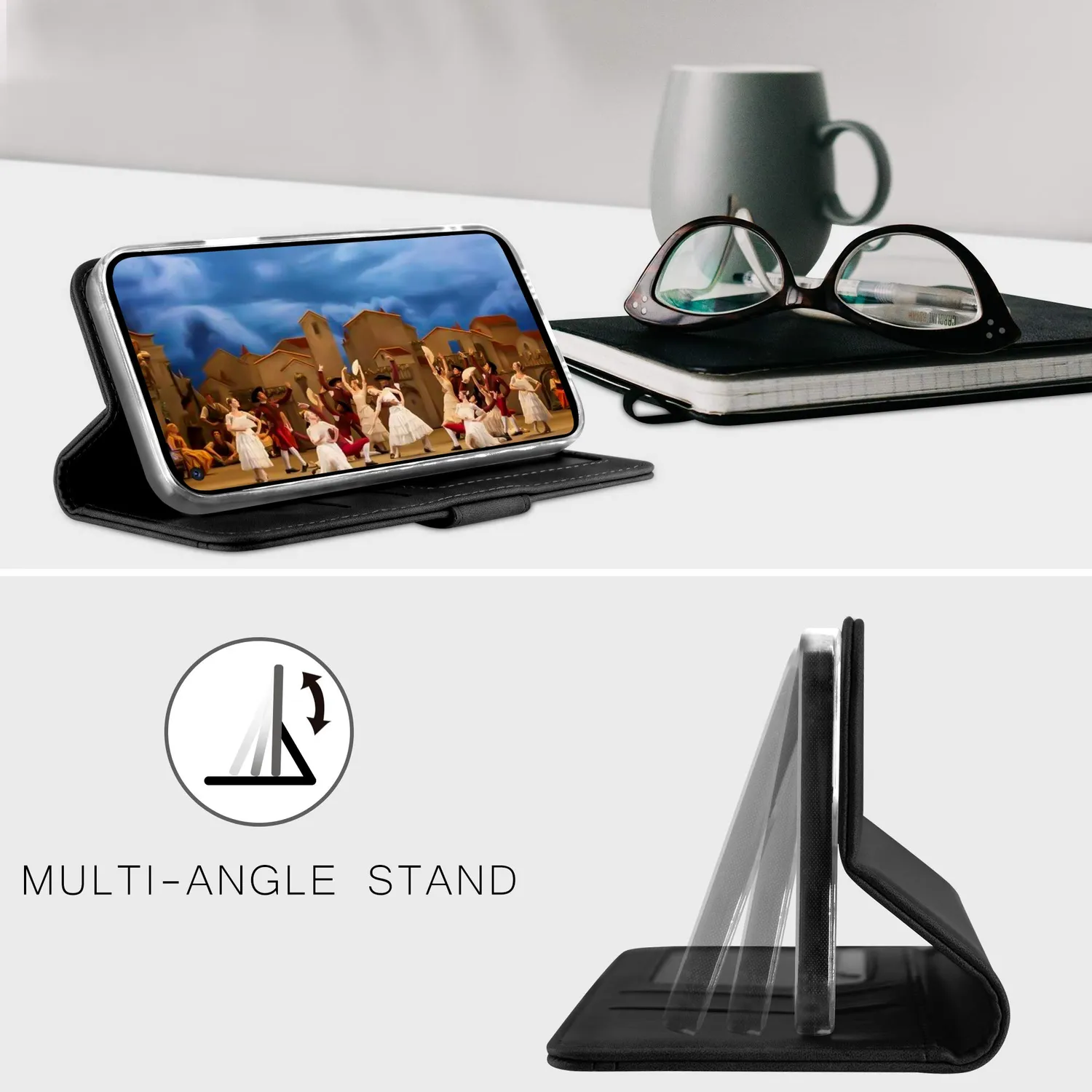 YATWIN Pixel 4a 5G Handytasche Schwarz mit Standfunktion