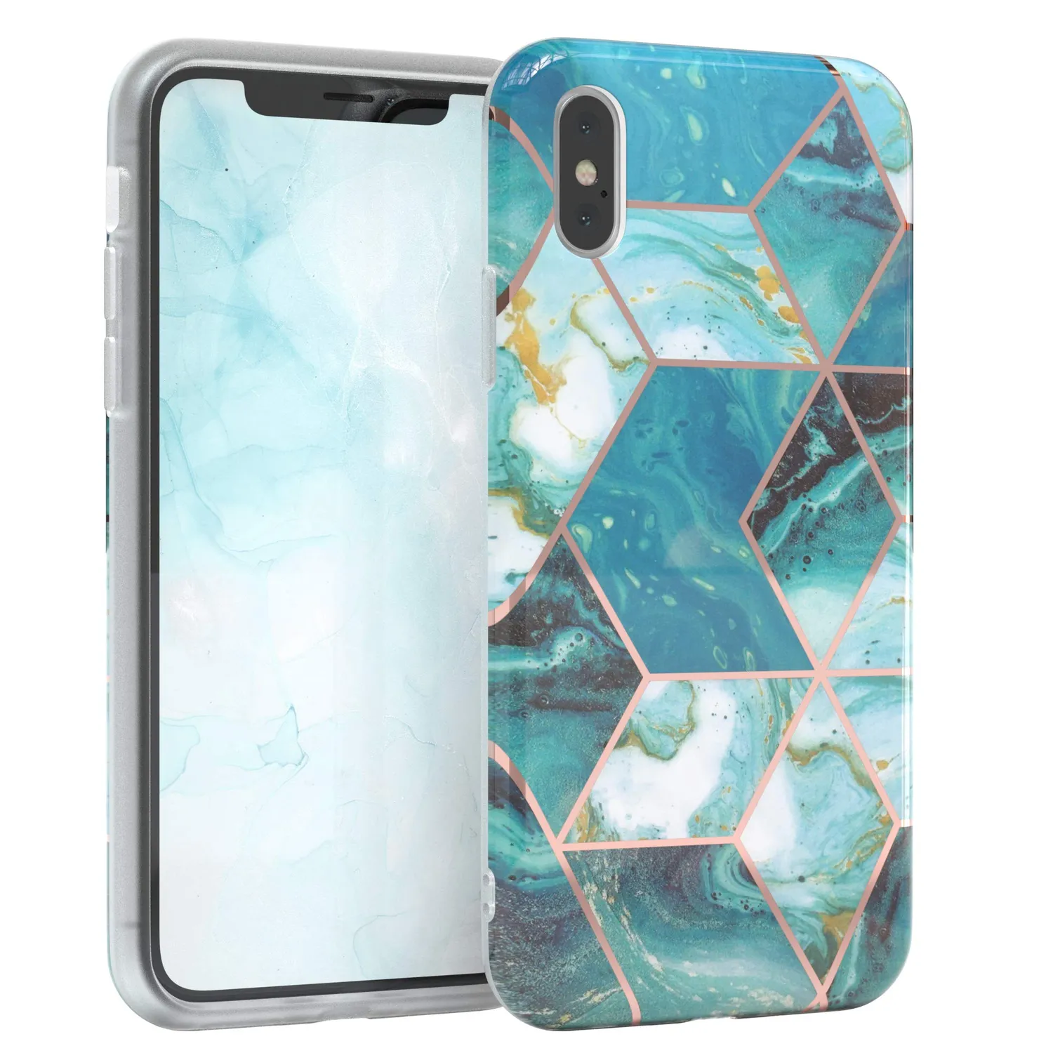 EAZY CASE iPhone XS Max Silikonhülle Geometrie Rosabraun