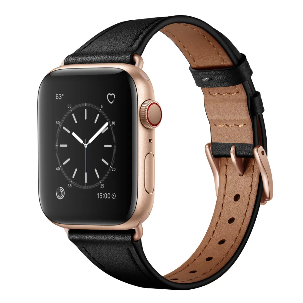 arktisband Napoli Apple Watch Armband Leder Schwarz
