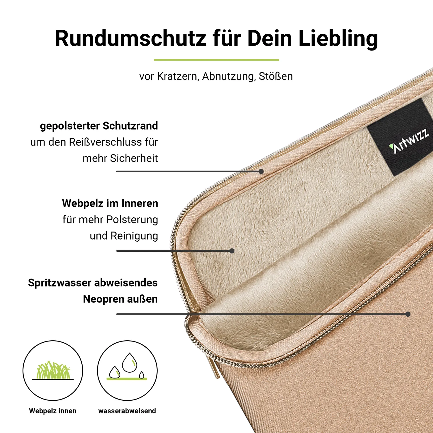 Artwizz Neoprene Sleeve MacBook 13 Zoll Hülle gold