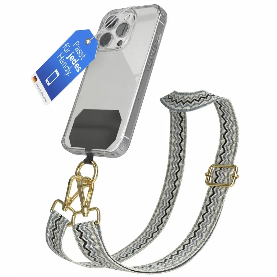EAZY CASE Universal Handykette Welle Beige Blau verstellbar