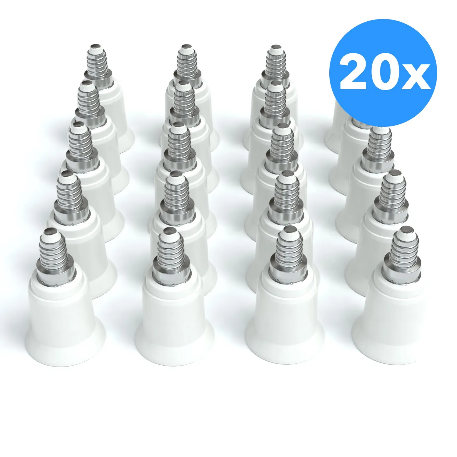 EAZY CASE E14 auf E27 Lampenadapter 20 Stück Weiß Hitzefest