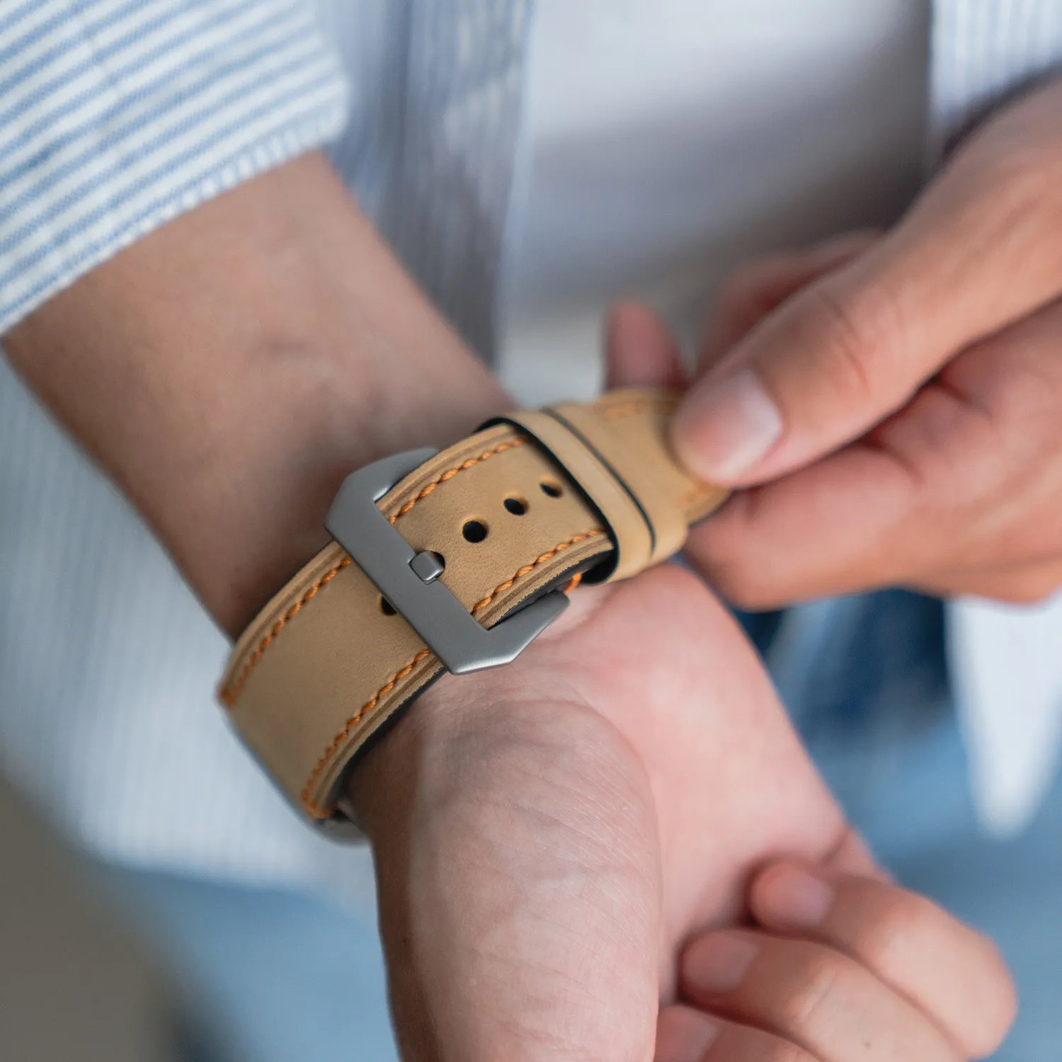 arktis Palermo Grande Apple Watch Ultra Armband Wüstenbraun Leder