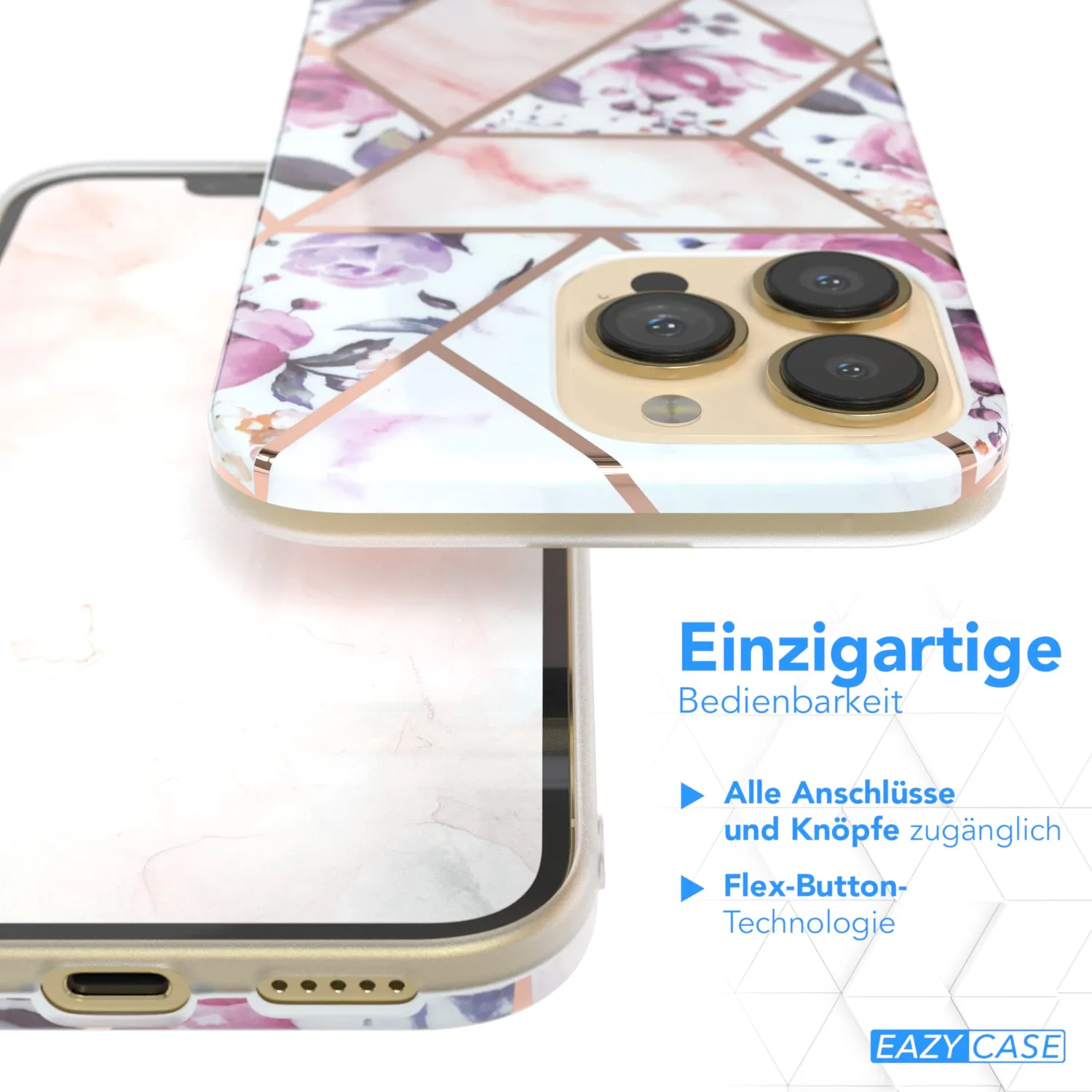 EAZY CASE iPhone 13 Pro Silikonhülle Blume Rosé mit Kameraschutz