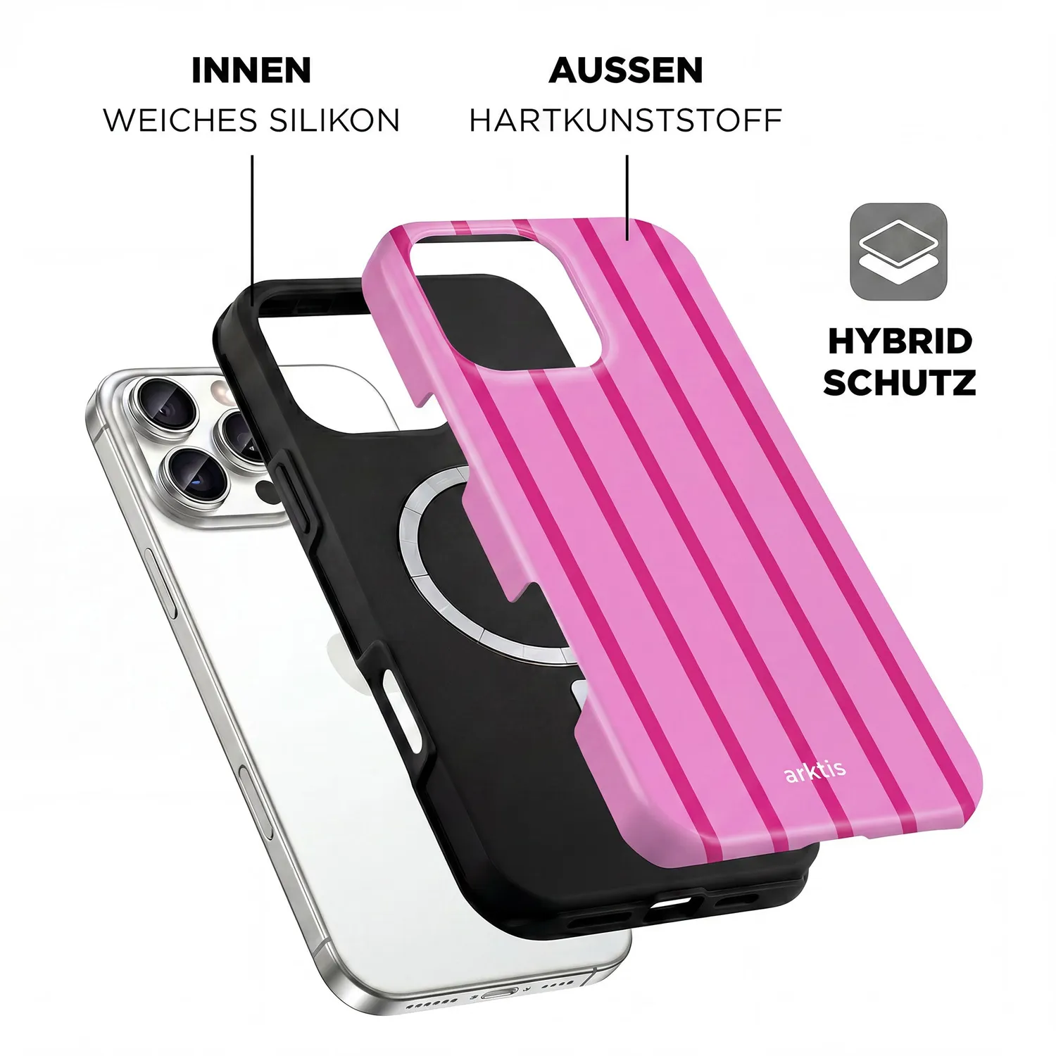 arktis iPhone 16 Pro Max Hülle Lady Stripes MagSafe