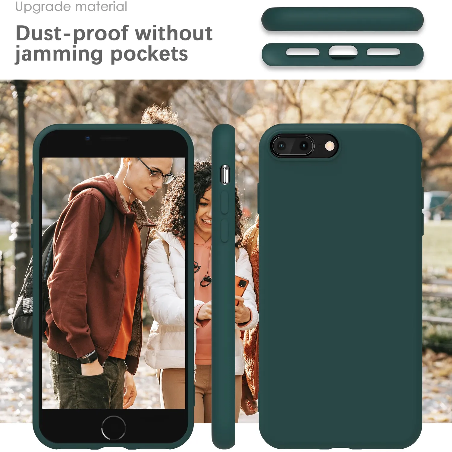 YATWIN iPhone 7 Plus / 8 Plus Silikonhülle Piniengrün matt