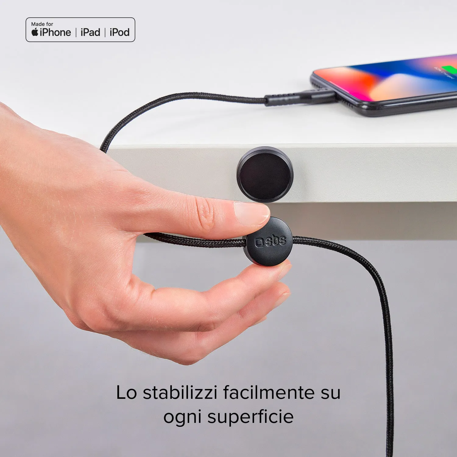 SBS Lightning USB-C Ladekabel 2m Magnet MFi