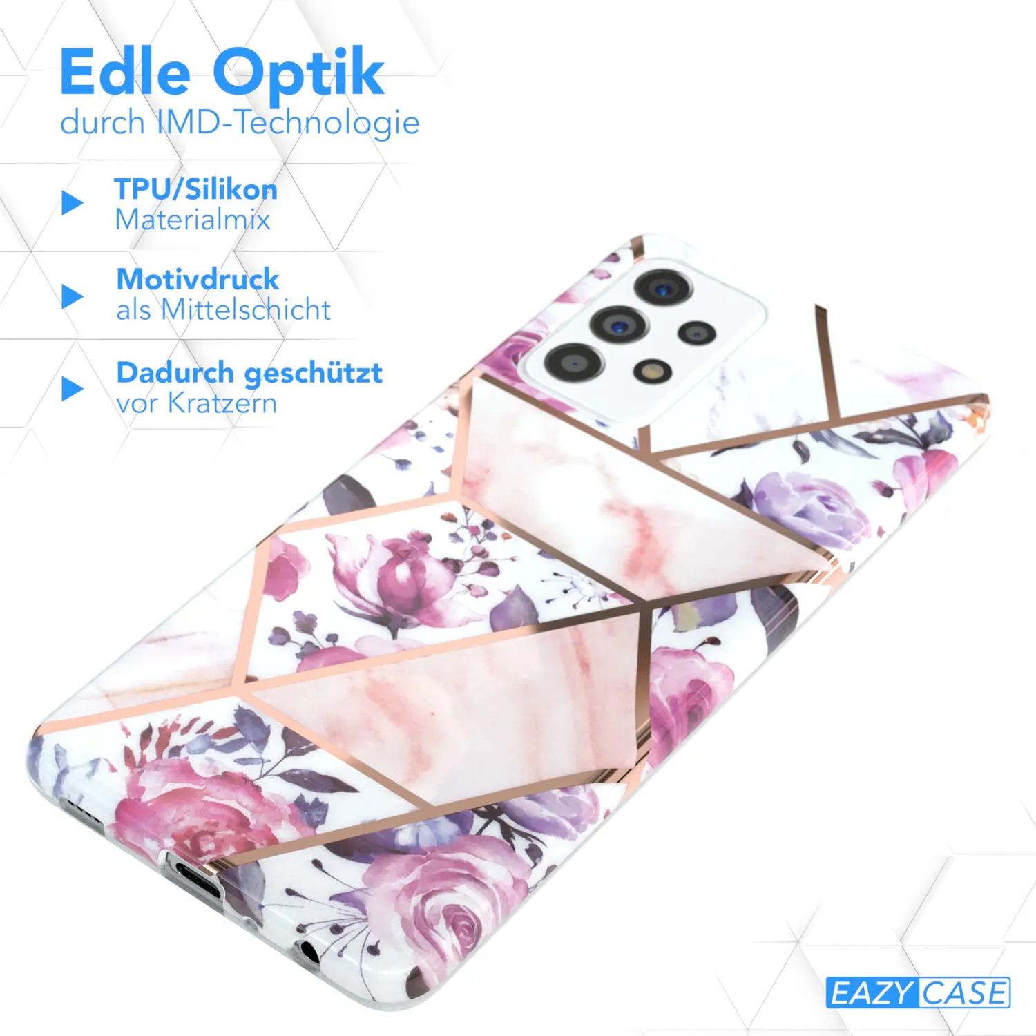 EAZY CASE Galaxy A52 Silikon Handyhülle Blume-Rosé Rosen
