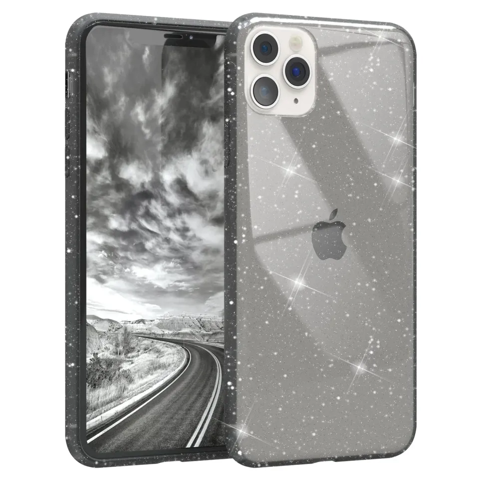 EAZY CASE iPhone 11 Pro Max Glitzerhülle Anthrazit transparent