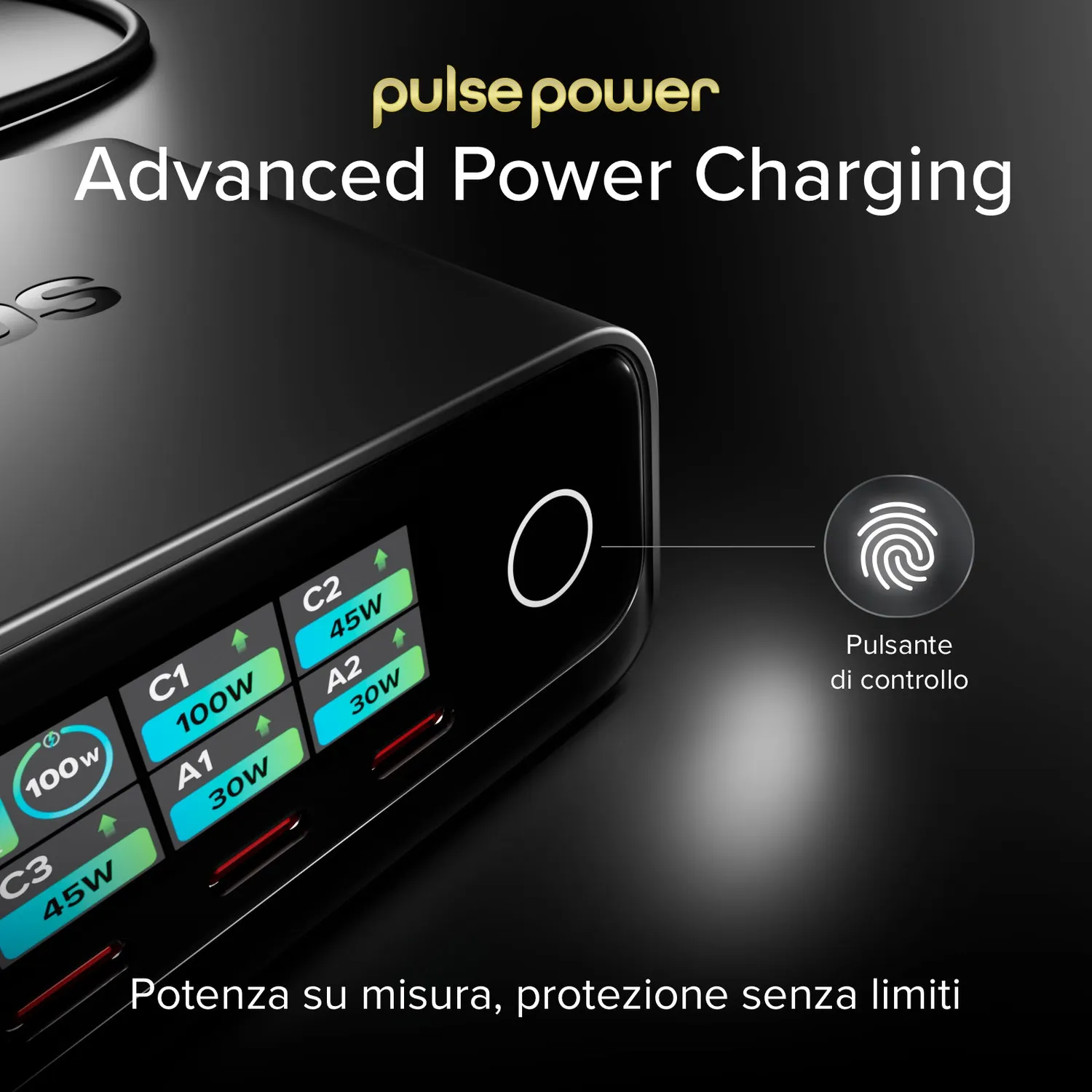 SBS Pulse Ladestation 100W PD GaN TFT 5-Port USB-C/A