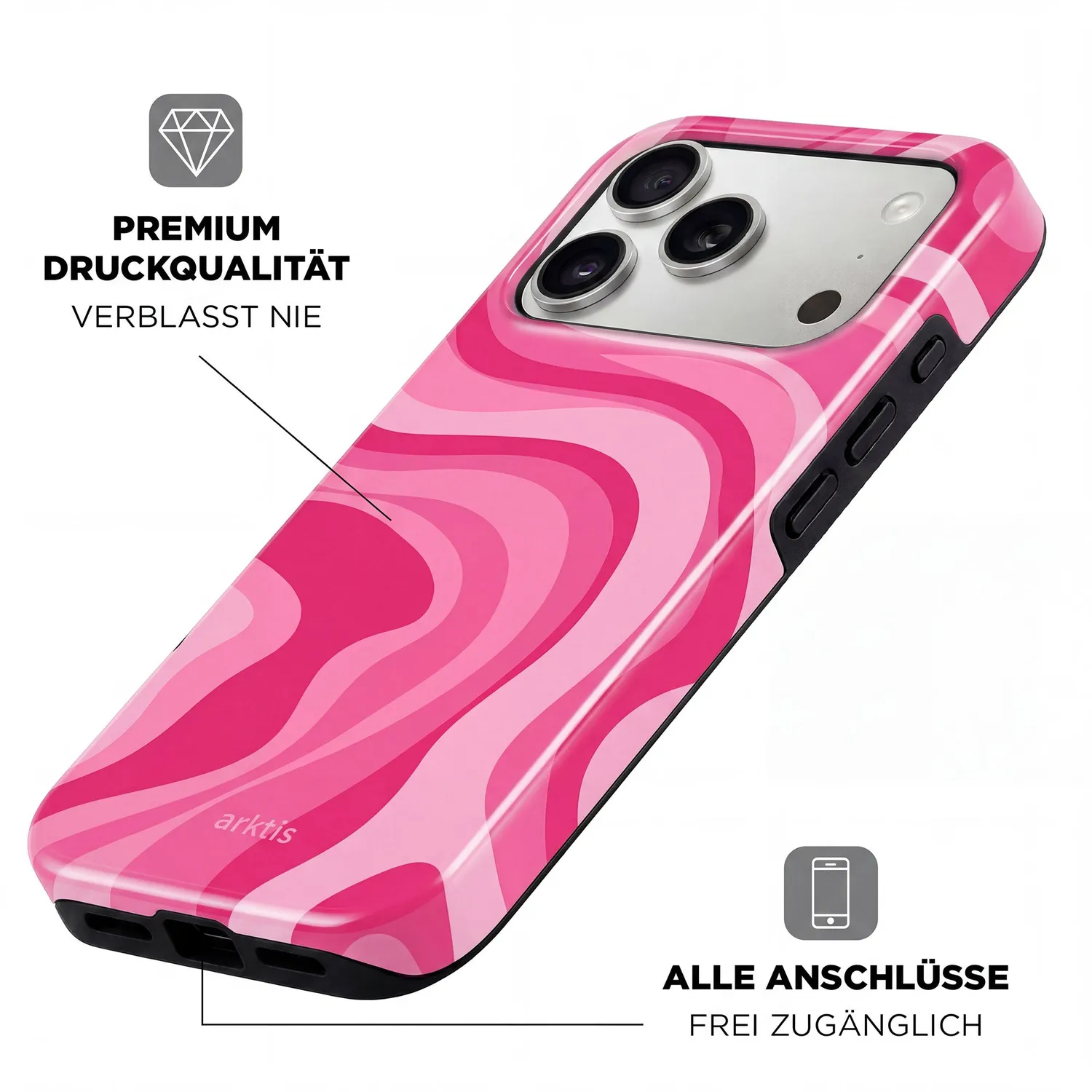 arktis Aura iPhone 15 Pro Max Hülle Aura Pink MagSafe
