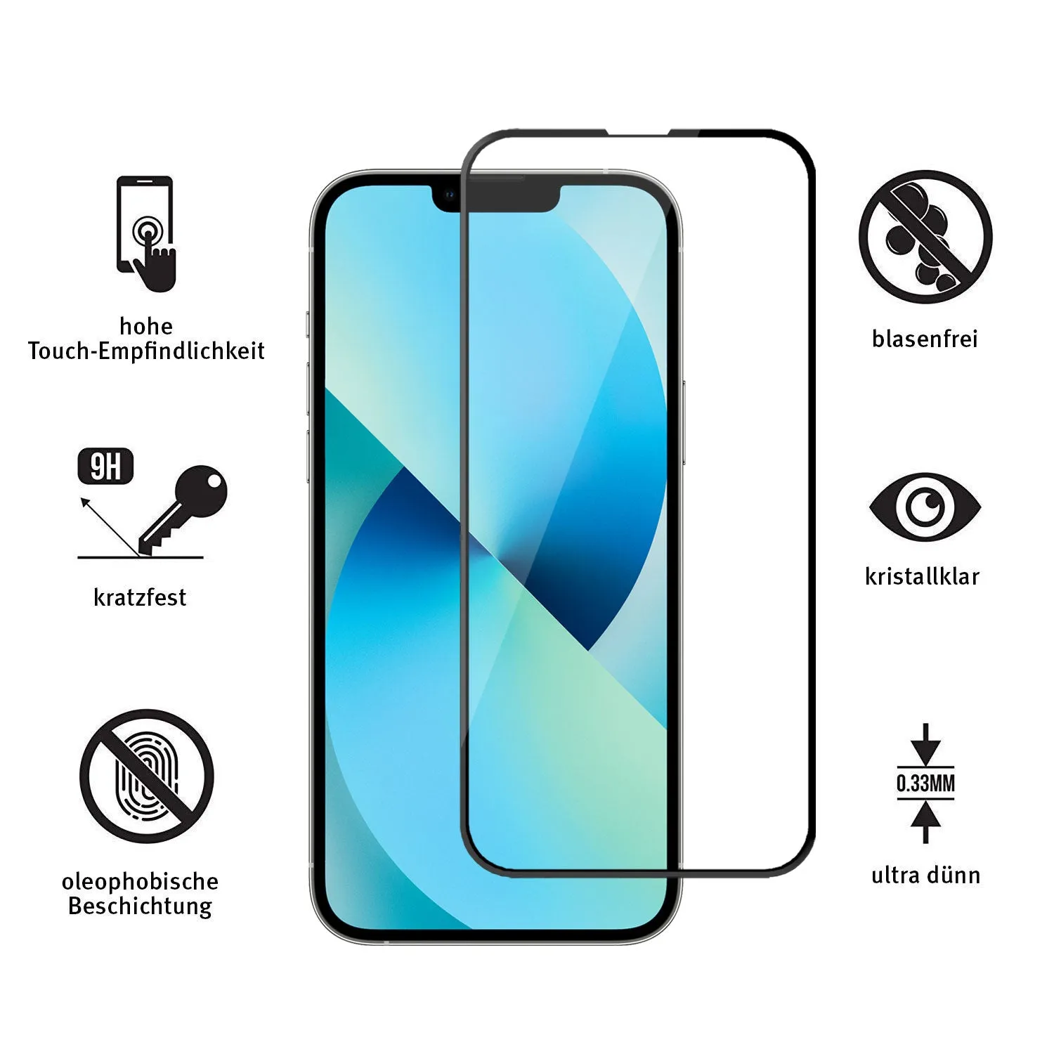 arktis FULL COVER iPhone 13 mini Panzerglas 3er Set 9H