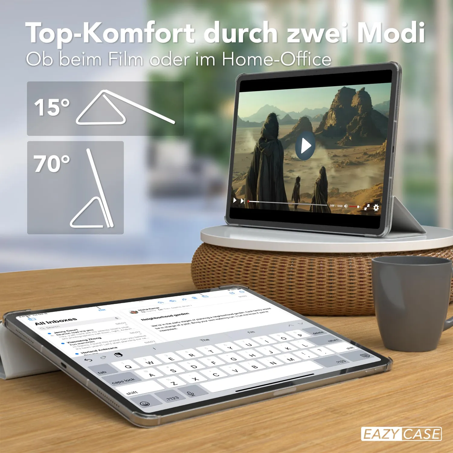 EAZY CASE iPad Air 6 12,9 Zoll Hülle Grau Smartcover