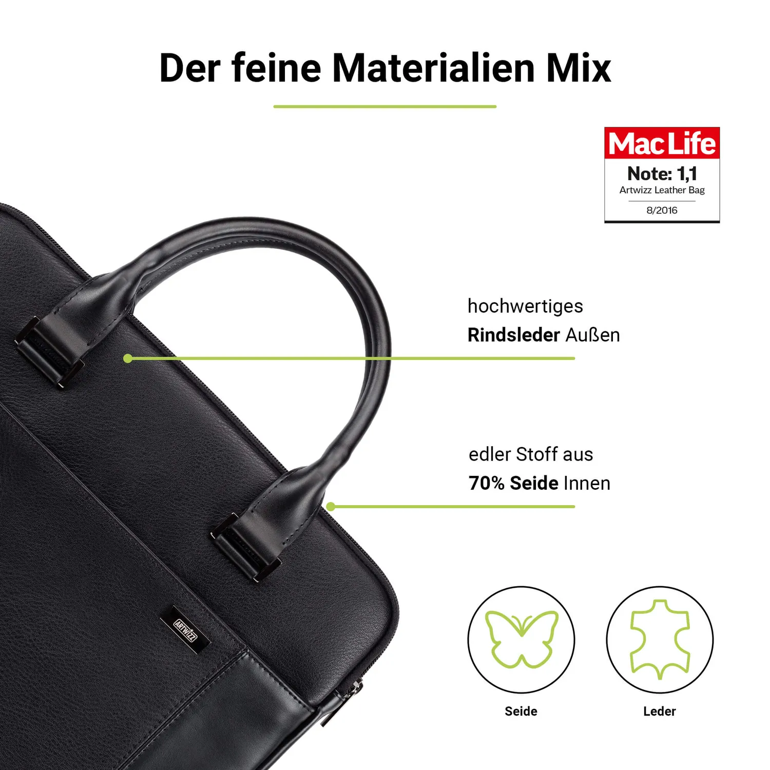 Artwizz Leather Bag 13-14 Zoll Laptoptasche Leder