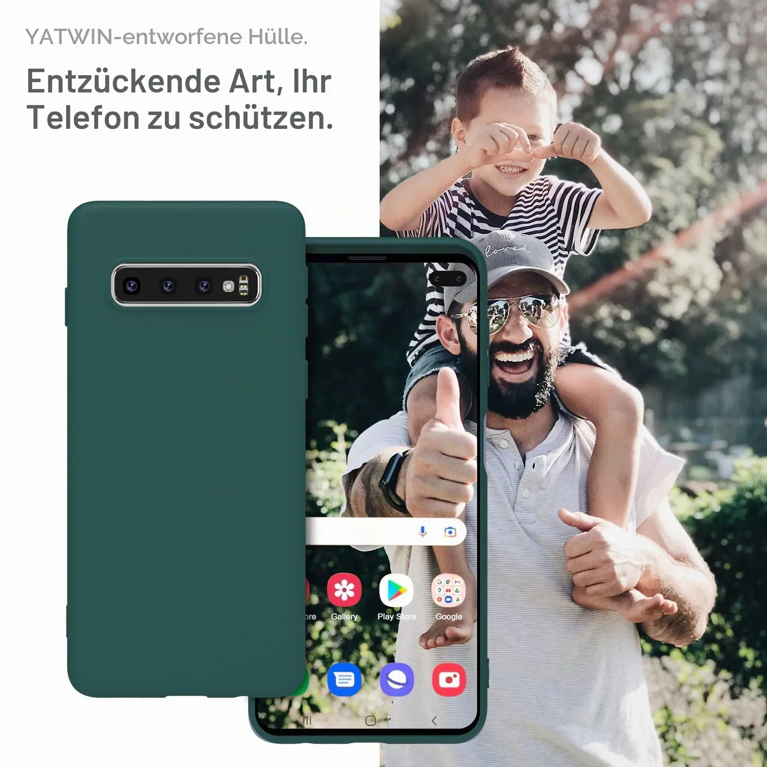 YATWIN Silikon Handyhülle Samsung S10 Plus grün matt