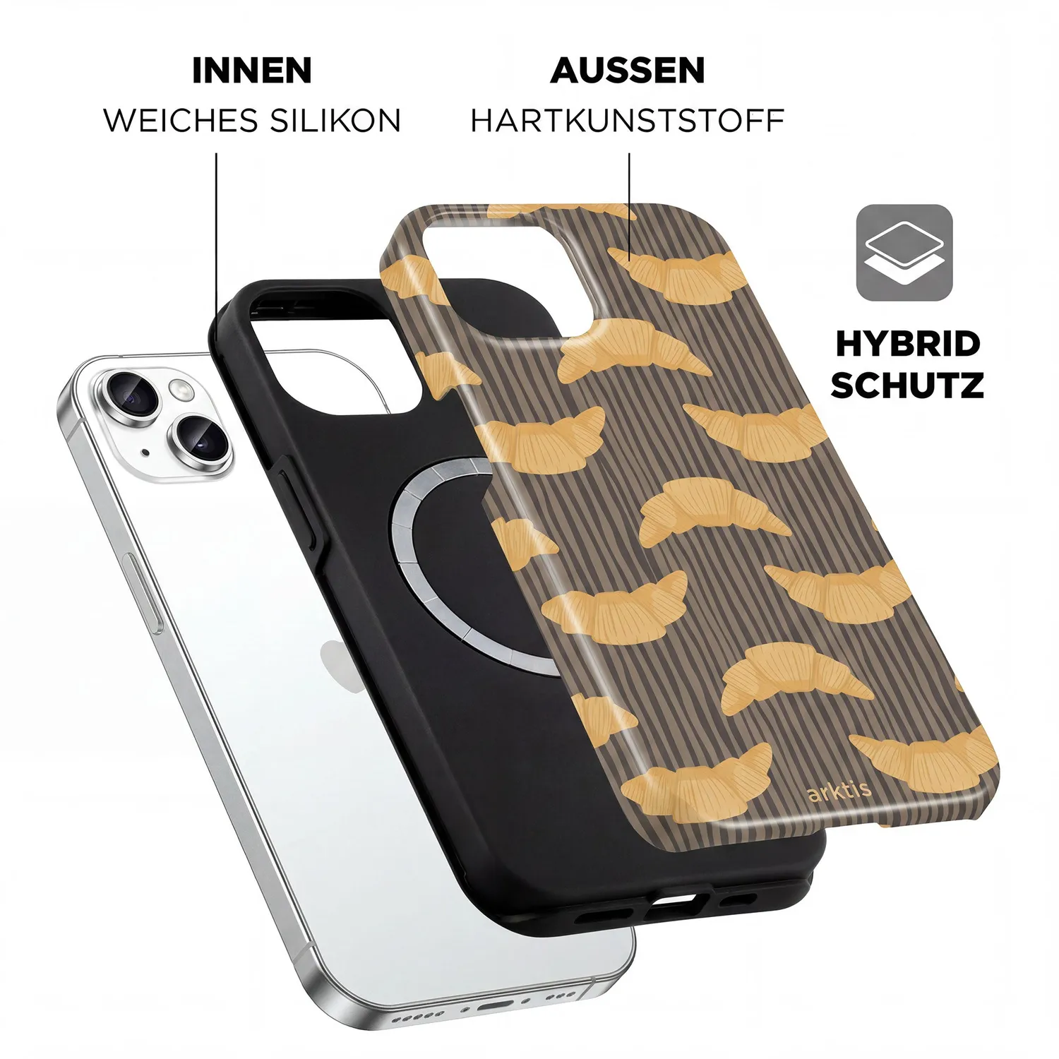 arktis French Breakfast iPhone 14 Hülle MagSafe Print