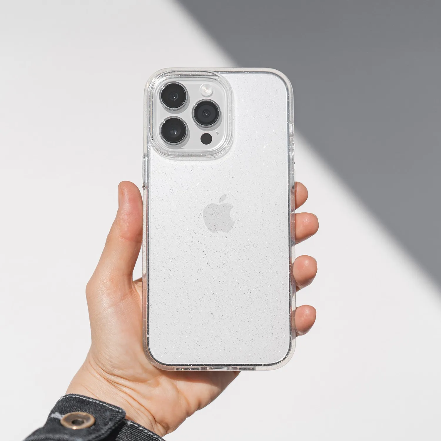 arktis Crystal Glitter iPhone 15 Hülle transparent
