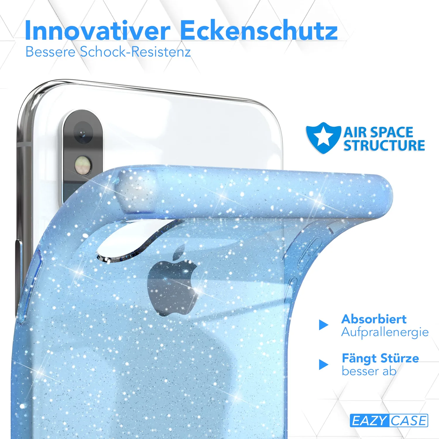 EAZY CASE Glitzer iPhone XS Max Handyhülle Blau funkelnd