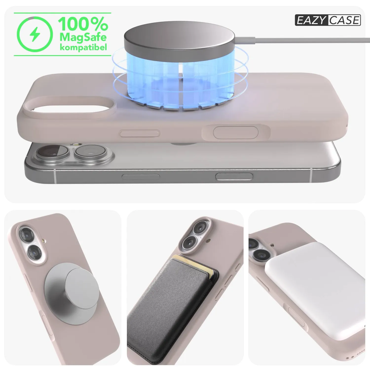 EAZY CASE iPhone 17 Silikonhülle Nude Rosa MagSafe mit Kameraschutz