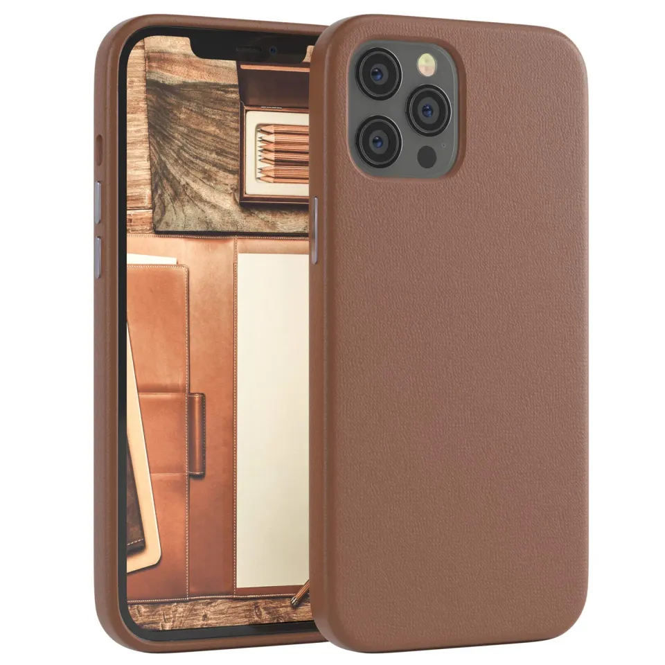 EAZY CASE iPhone 12 Pro Max Handyhülle Braun Kunstleder