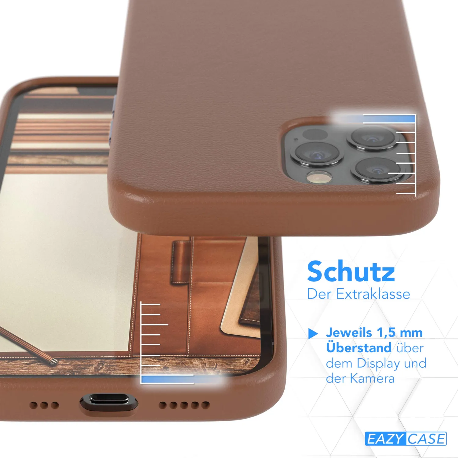 EAZY CASE iPhone 12 12 Pro Kunstlederhülle Braun