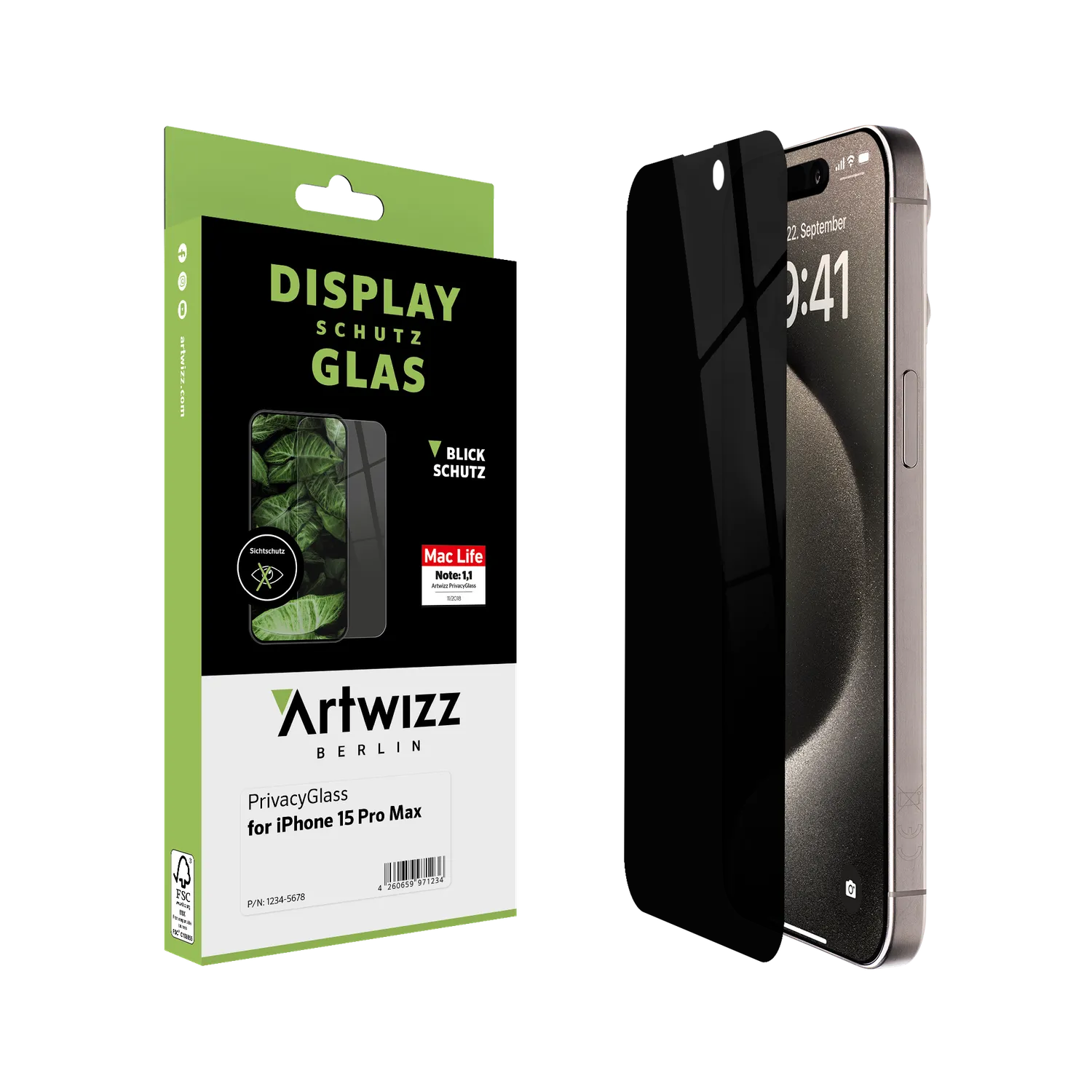 Artwizz PrivacyGlass iPhone 15 Pro Max Panzerglas Blickschutz