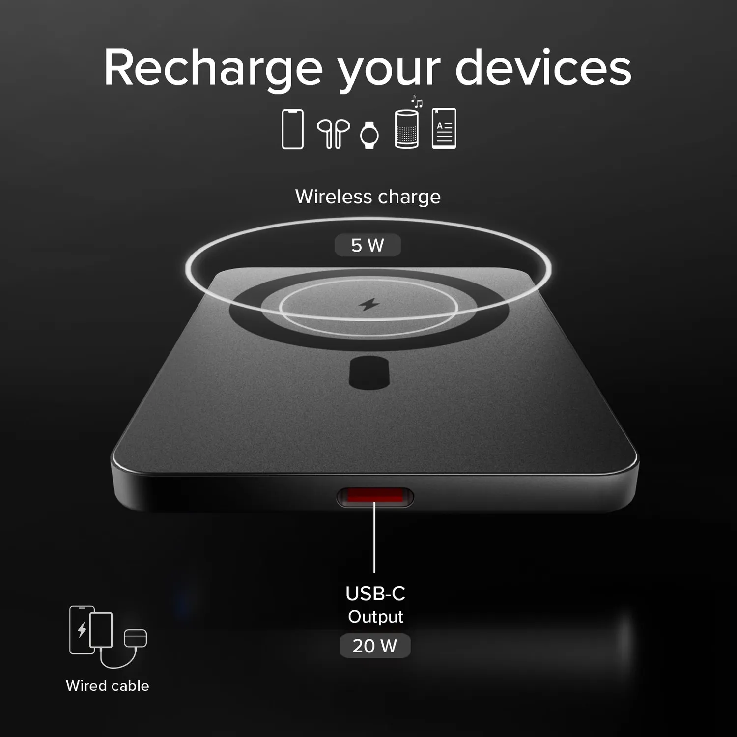 SBS Extra-Slim 5000mAh Powerbank magnetisch 15W