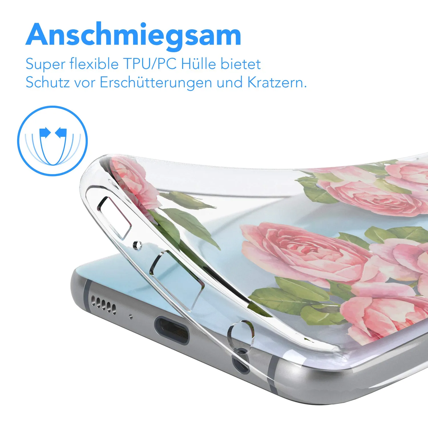 EAZY CASE Galaxy S10e Silikonhülle Transparent Rosen