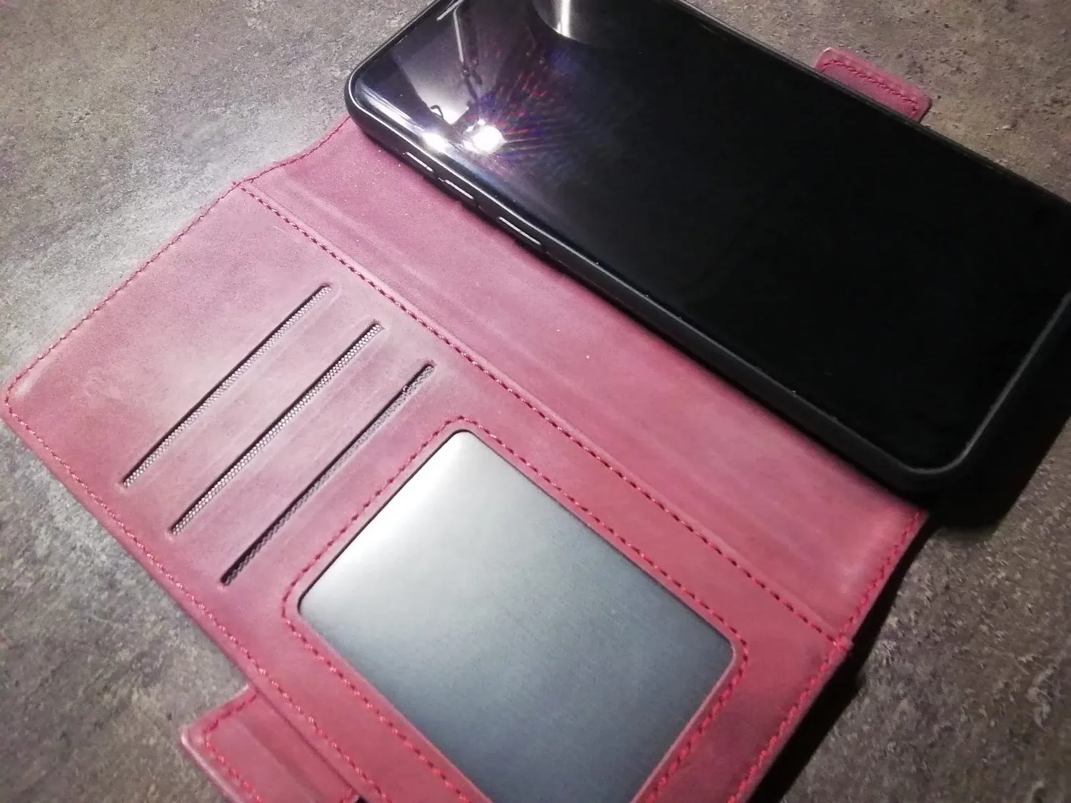 YATWIN Galaxy S9 Plus Handyhülle Schwarz Leder mit Kartenfach