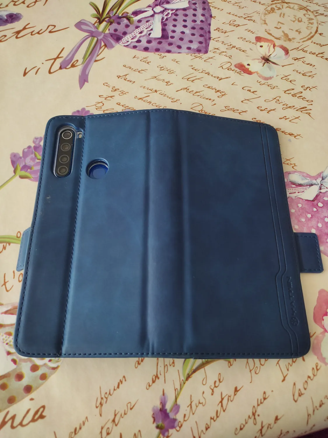 YATWIN Xiaomi Redmi Note 8T Klapphülle Blau Leder RFID