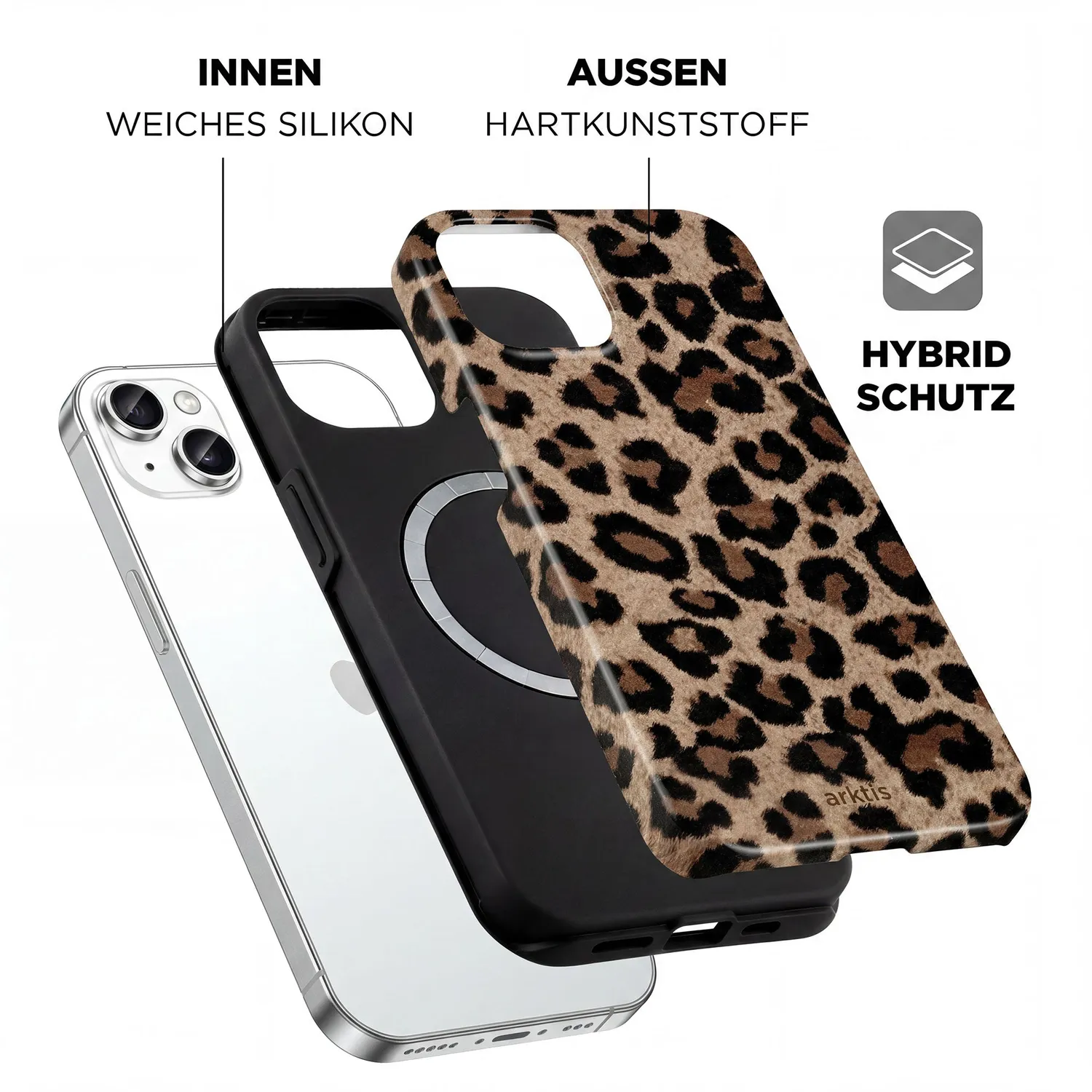 arktis iPhone 15 Hülle Sweet Leopard MagSafe