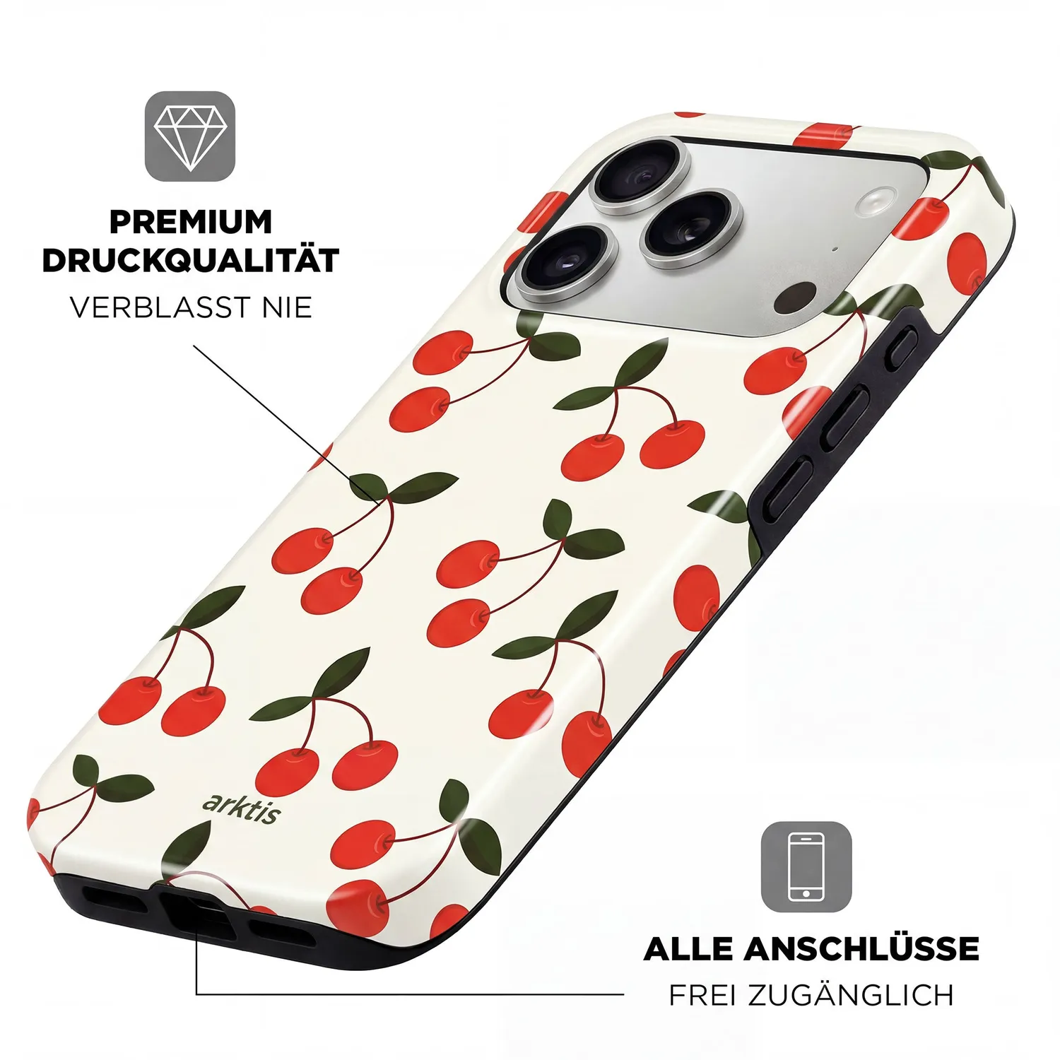 arktis Cherry iPhone 17 Pro Max Hülle MagSafe mit Print