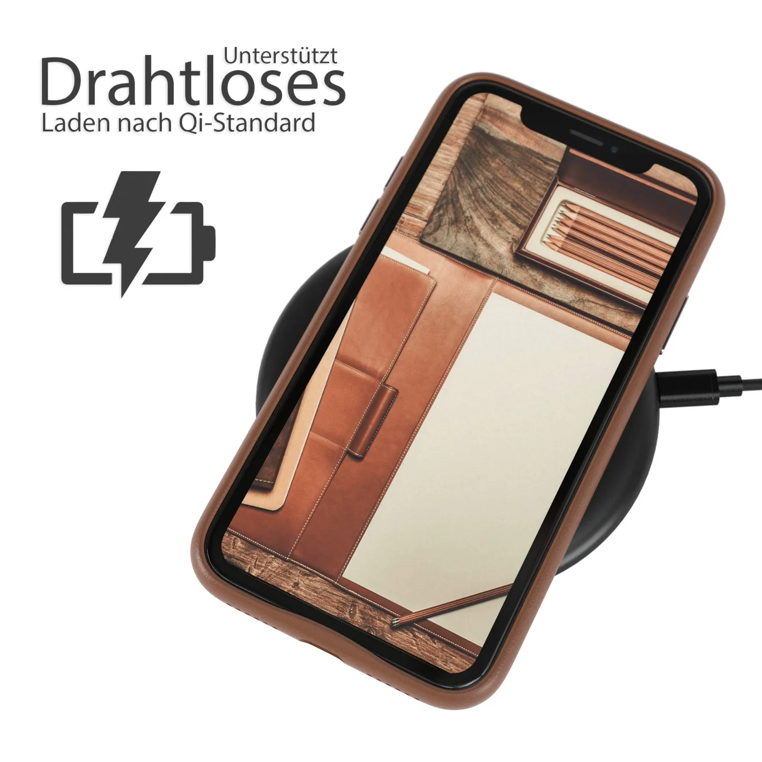 EAZY CASE iPhone XR Kunstlederhülle Braun Kameraschutz
