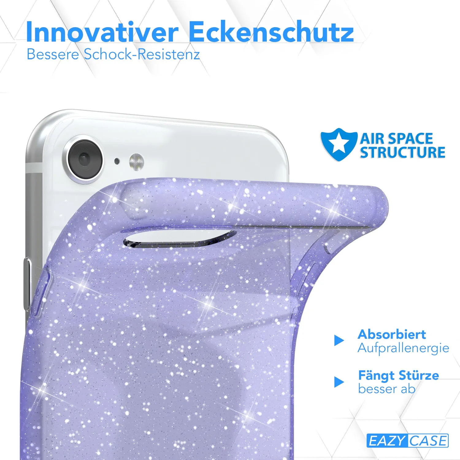 EAZY CASE iPhone SE Glitzerhülle Lila Transparent Glitter