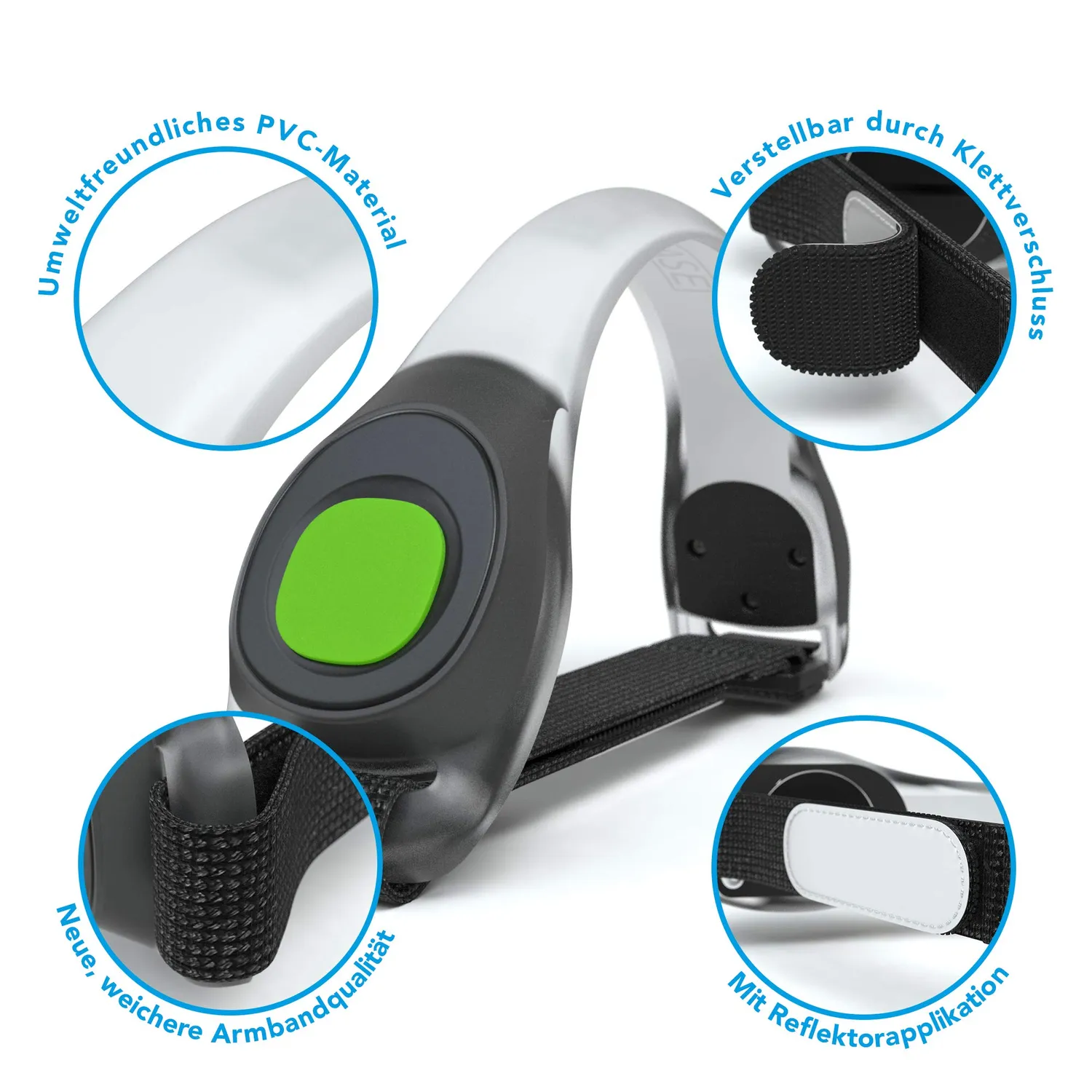 EAZY CASE LED Armband 2er-Set Leuchtband Grün