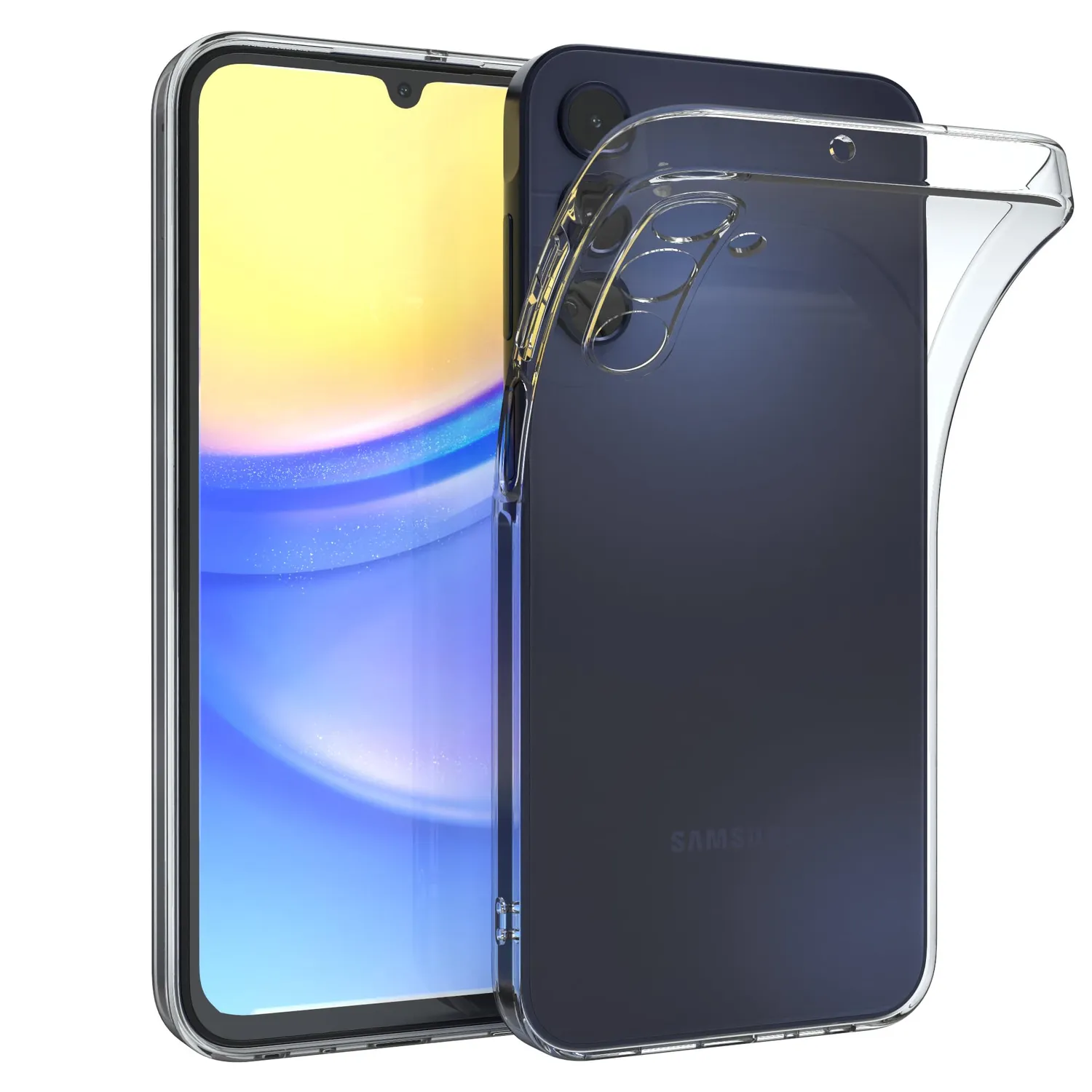 EAZY CASE Galaxy A15 Silikonhülle Schwarz Matt mit Kameraschutz