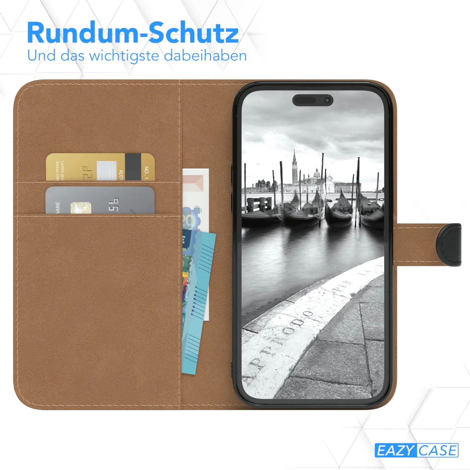 EAZY CASE iPhone 14 Pro Max Klapphülle Book Schwarz Kartenfach