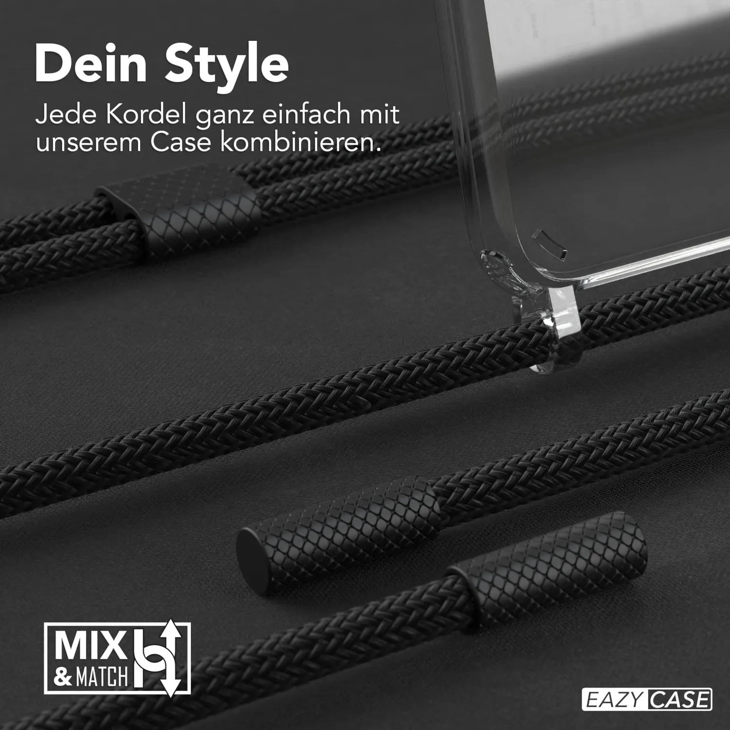 EAZY CASE iPhone SE 2022/2020 Handykette Schwarz Kordel