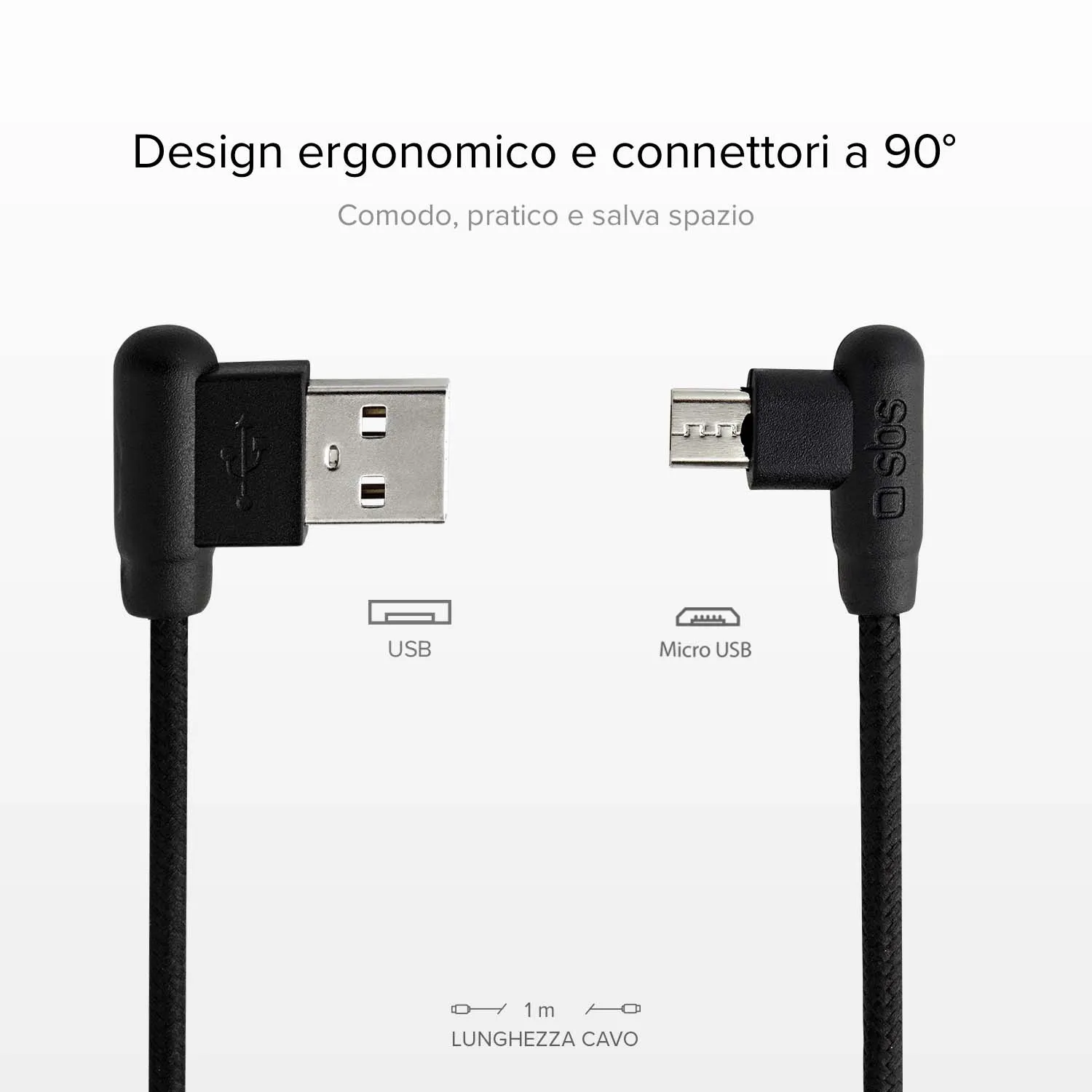 SBS Micro-USB-Kabel 90° 1m Laden Daten