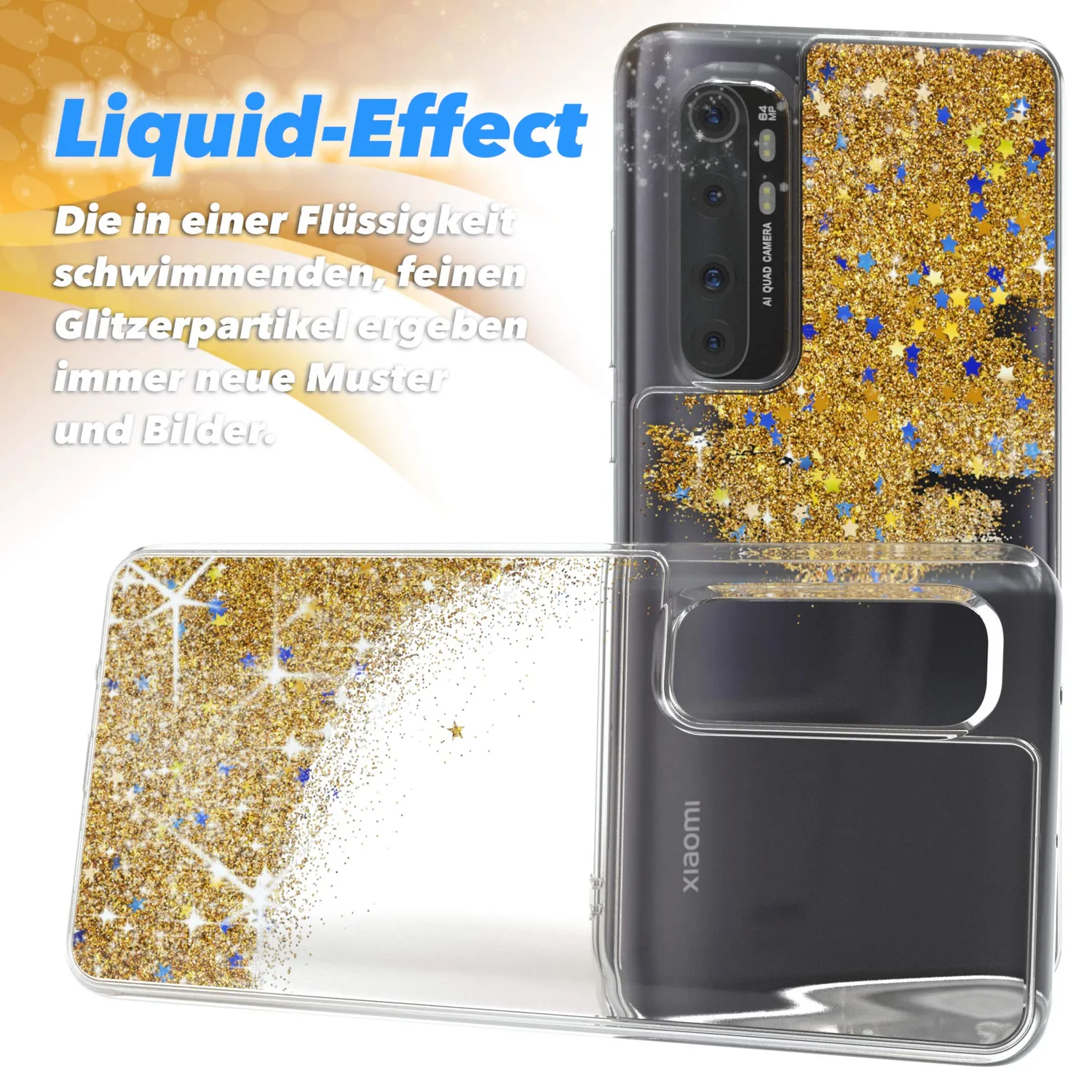 EAZY CASE Glitzer Handyhülle Xiaomi Mi 10 Note Lite gold
