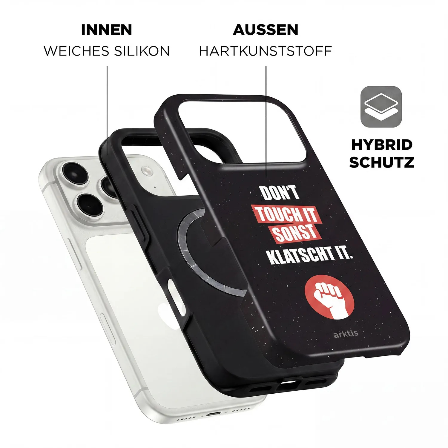 arktis Don't touch iPhone 16 Hülle mit MagSafe