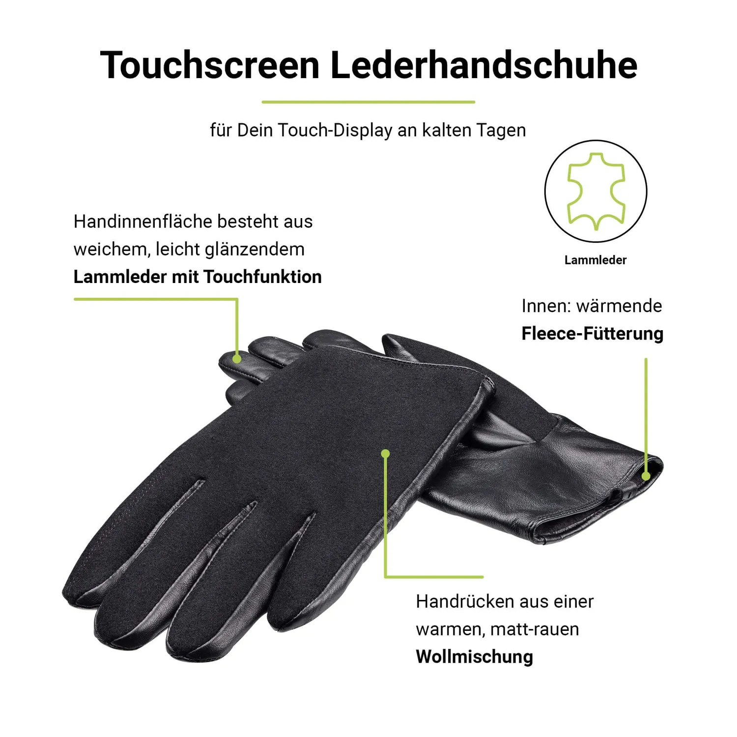 Artwizz SmartGlove Touchscreen Lederhandschuhe schwarz