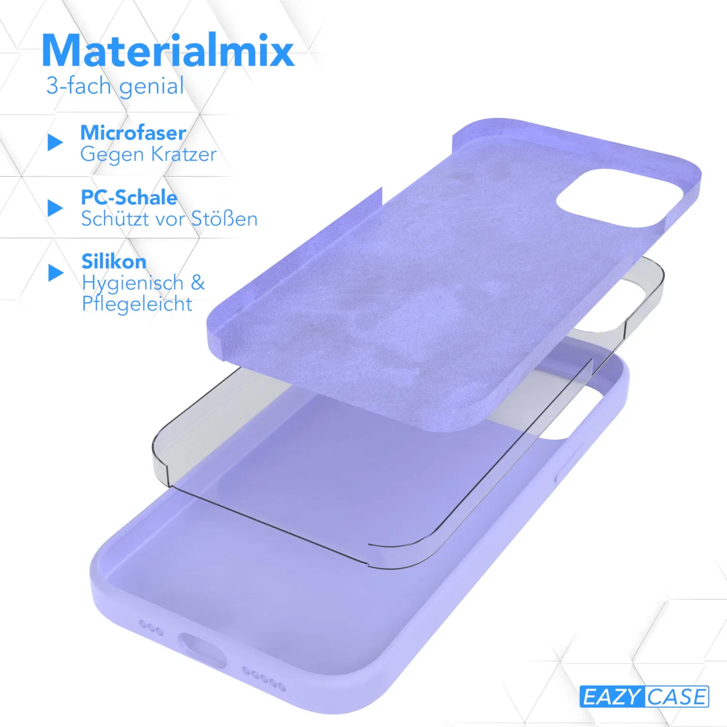 EAZY CASE Premium Silikon iPhone 12 Handyhülle Lavendel Lila matt