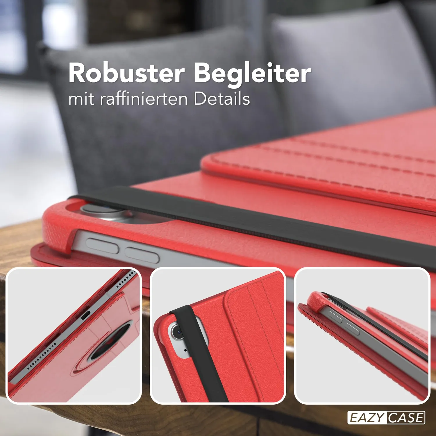 EAZY CASE iPad Air 6 10,9 Zoll Tablethülle 360° Rot drehbar