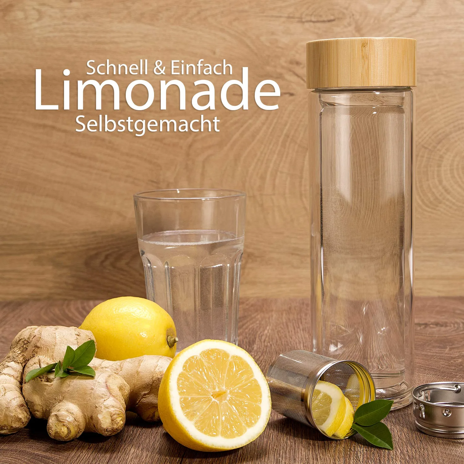 EAZY CASE Teeflasche Glas 500ml Bambusdeckel