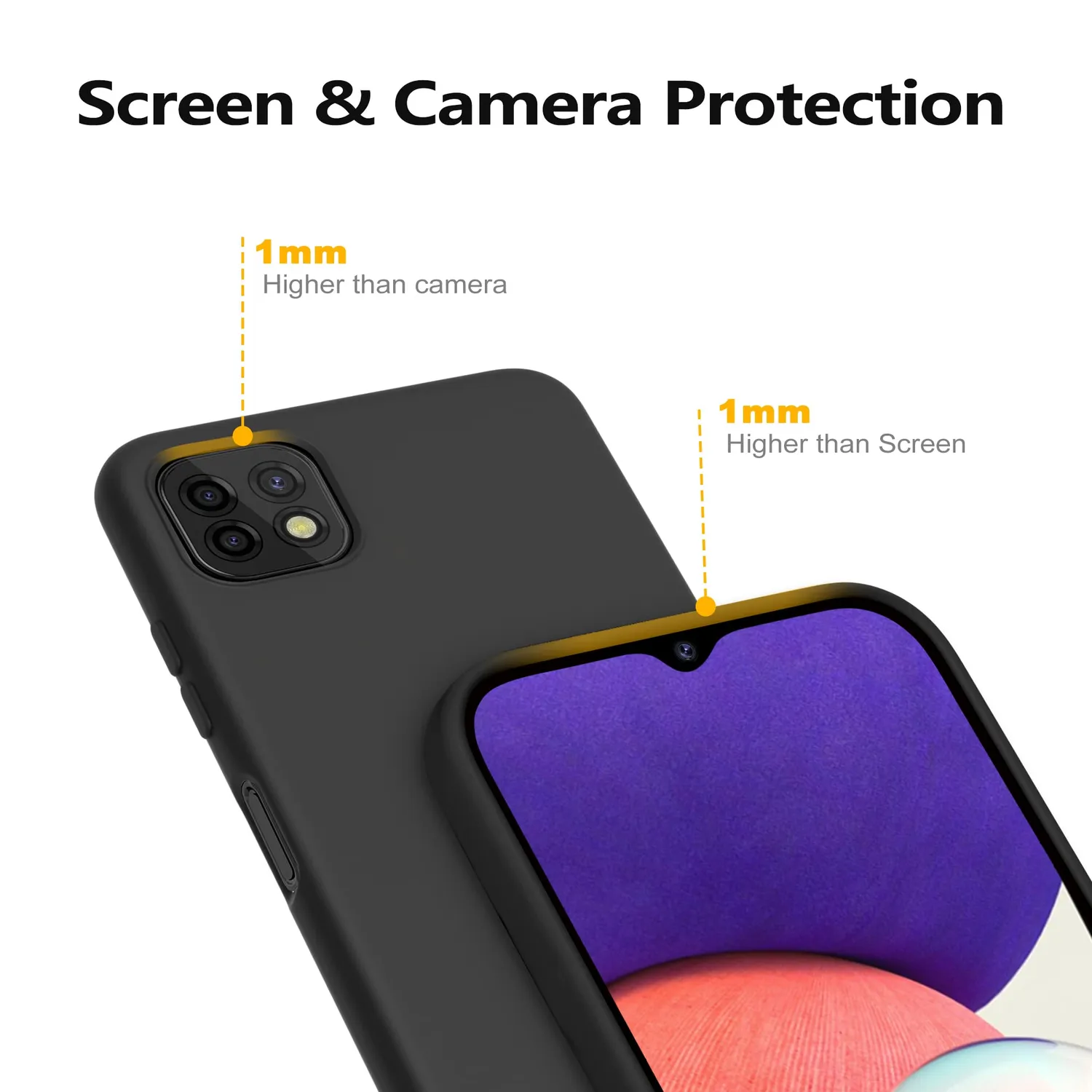 YATWIN Samsung Galaxy A22 5G Silikonhülle Schwarz